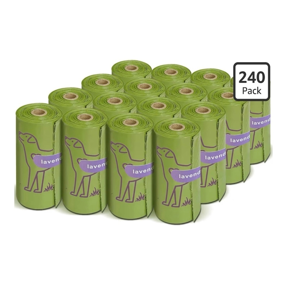 Dog Bags For Walking Lavender Scent 240 Pack Green Bag On Roll NEW